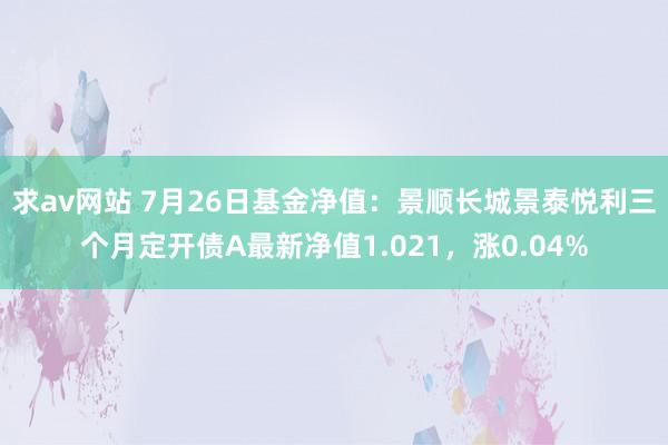 求av网站 7月26日基金净值：景顺长城景泰悦利三个月定开债A最新净值1.021，涨0.04%