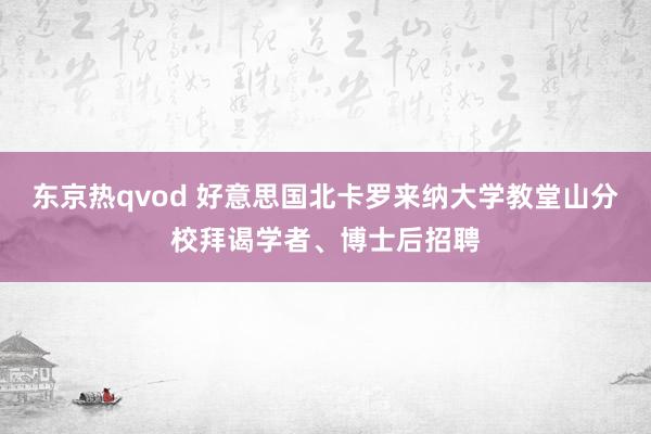 东京热qvod 好意思国北卡罗来纳大学教堂山分校拜谒学者、博士后招聘