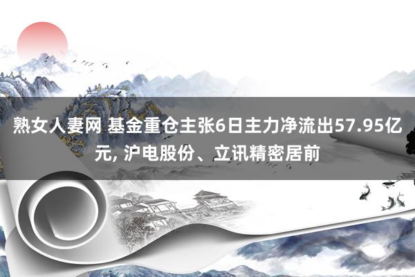 熟女人妻网 基金重仓主张6日主力净流出57.95亿元， 沪电股份、立讯精密居前